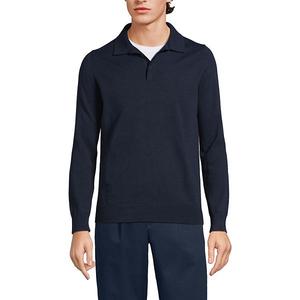 Мужская хлопковая поло с длинным рукавом Lands' End, Radiant Navy