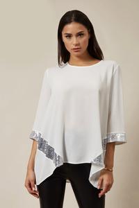 Топ свободного кроя с пайетками и длинными рукавами HOXTON GAL, белый