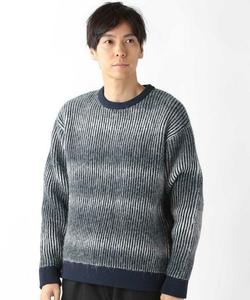 Вязаный свитер с круглым вырезом и градиентной полосой и каймой Union Station, цвет Navy