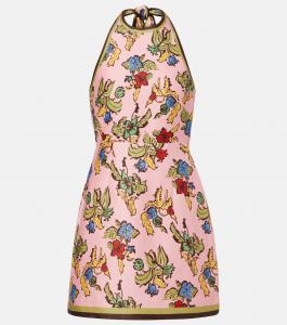 Мини-платье с запахом из льняной смеси в цветочном принте Alémais, разноцветный