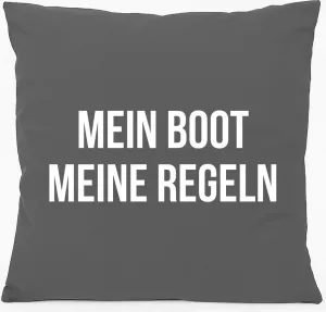 Подушка для дивана Huuraa "Моя лодка, мои правила", подарочная, 40x40 см, с наполнителем из хлопка стального серого цвета, сувенир "Моя лодка, мои правила" Hellweg Druckerei