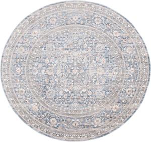 Ковер SAFAVIEH, 191 x 191 см, Harlow Collection, круглый, цвет Ivory Blue/Grey, геометрический рисунок, подходит для помещений с высокой проходимостью: гостиная, спальня, столовая (HAR163M)