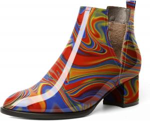 Женские ботильоны Soireelady с вырезом V, круглым носком, каблуком-кирпичиком средней высоты, короткие классические ботильоны V-образной формы для вечеринок, свадеб и отпусков, Patent Heatmap