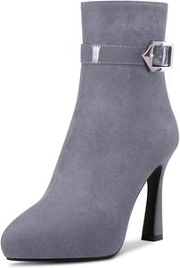 Женские ботильоны Castamere с острым носком, высокой платформой и каблуком-стилет, короткие с молнией и пряжкой, сексуальные каблуки 10 см, Grey