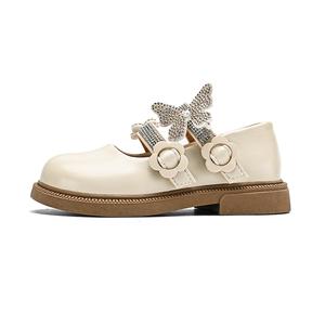 Детские кожаные туфли с низким верхом, противоскользящие, устойчивые к истиранию, дышащие, противоударные NEZHACHAOHAI, бежевый