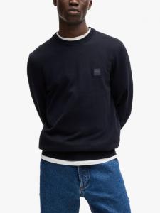 BOSS Kanovano джемпер с круглым вырезом из хлопка и кашемира HUGO BOSS, Dark Blue
