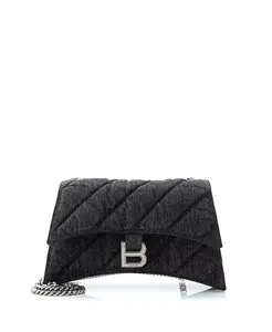 Сумка через плечо Small Crush с цепочкой, стеганая из денима Pre-Owned Balenciaga, черный