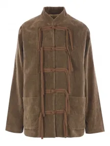 Бархатная куртка с застежкой-тогл Uma Wang, коричневый