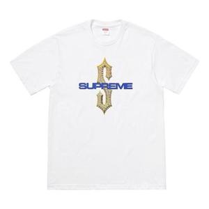 Футболка ss18 diamonds tee white diamond pattern printing short sleeve Supreme, белый