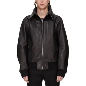 RICK OWENS Складной водолазный кожаный жакет, Black