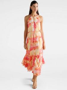 Платье миди Casey Abstract с запахом и вставками-клинками Forever New, Multi