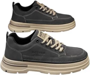 Мужские рабочие ботинки с мягким носком, оксфорды из кожи, стильные, удобные, противоскользящие, повседневные ботинки для прогулок Qacksv, серый