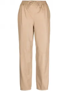 Кожаные брюки прямого кроя YVES SALOMON, нейтральный