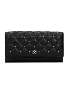 Элегантный кошелек с стежкой и золотистыми стразами Kazar, черный