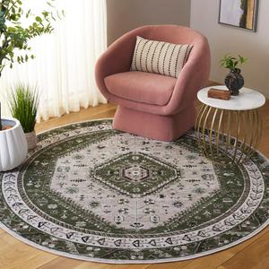 SAFAVIEH Bayside Collection ковер, 201 x 201 см, Green & Beige, машинная стирка, идеально для гостиной, спальни, домашнего офиса, столовой (BAY118W-7R)