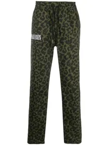 Pleasures брюки с кулиской и леопардовым принтом, зеленый