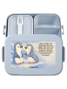 Mr. & Mrs. Panda Ланч-бокс Bento Box Penguins Comfort Design с надписью, пастельно-голубой цвет