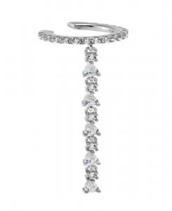 Серьги-каффы с кубическим цирконием, позолоченные, в форме маркиз, теннисные, с подвесками by Adina Eden, Silver