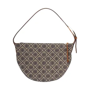 TORY BURCH Монограмма Тканевый Полумесяц Сумка Через Плечо Трубы Женский Морской Синий