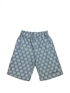 Шорты с узором Philipp Plein Junior, синий