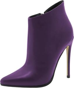 Женские ботильоны FOWT с острым носком, высокой шпилькой, боковой молнией, модные танцевальные туфли для вечеринок, размер 4-15 US, Dark Purple