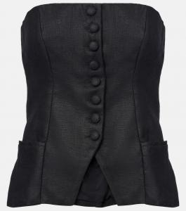 Льняной топ без бретелей Faithfull, черный