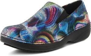 Женские профессиональные медицинские слипоны Spring Step Manila - женская обувь для униформы с круглым носком, закрытой пяткой и тисненой кожей - медицинские сабо для женщин, синий