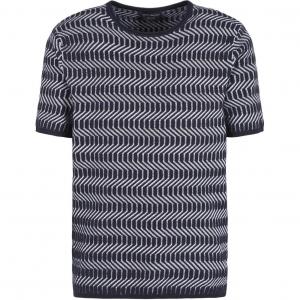 Джемпер из верджинской шерсти с круглым вырезом и двухцветным жаккардовым узором в стиле оп-арт EMPORIO ARMANI, мультиколор