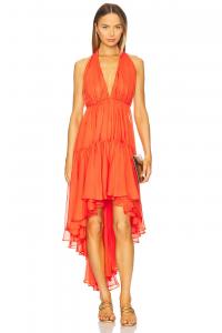 Платье с асимметричным подолом и оборками Bardot Leona, fire red