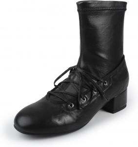 Женские ботильоны с широким голенищем, закрытый носок, шнуровка, модные ботинки для повседневной носки и офиса, короткие ботинки ETHSIETA, Blackpu1