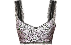 Футболка-бралетт из шелка с леопардовым принтом 'Lilac' VERSACE, фиолетовая