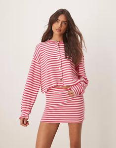 Трикотажная мини-юбка ASOS DESIGN в темно-розовую полоску