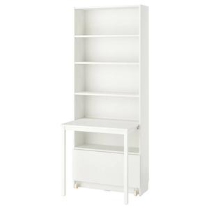 Книжный шкаф с письменным столом и ящиком BILLY IKEA, 80x202 см, белый