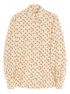 РУБАШКА ИЗ КРЕПДЕШИНА Valentino Garavani С ВИШНЕВЫМ ПРИНТОМ, нейтральный