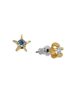 Серьги-Гвоздики с синими звездами золотистого оттенка 2028, blue