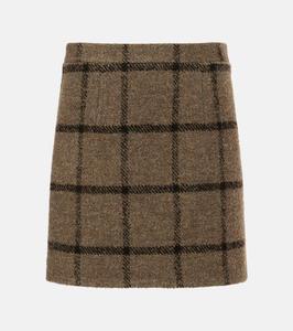 Мини-юбка из твида с добавлением шерсти в клетку Patou, цвет gray