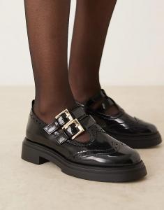 Туфли на плоской подошве Marigold с массивной пряжкой ASOS DESIGN черного цвета