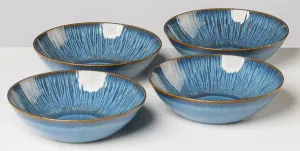 Чаша для хлопьев gipfelstück "Ледяной водопад", 4 предмета, керамогранит, скандинавский стиль, блестящая реактивная глазурь, каждое изделие уникально Ø 17 см, цвет Blau, Braun