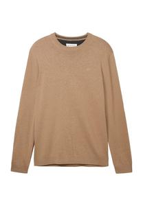 Круглый вырез свитера с ребристыми манжетами Tom Tailor, коричневый