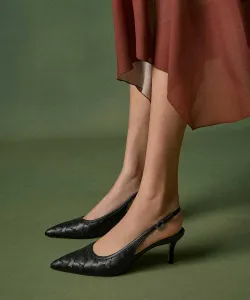 Плетеные туфли-лодочки с острым носком и открытой пяткой Charles & Keith, цвет Black