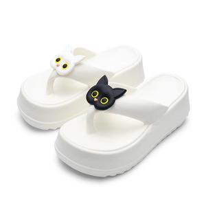 XMISTUO Женские шлепанцы с черно-белым котом на белом фоне, цвет 9010-6 black and white cat on white background