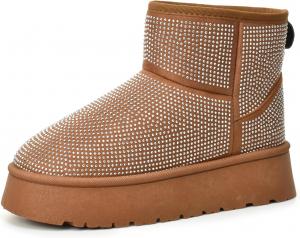 Зимние женские ботинки CLOUDAIR до щиколотки с мягким искусственным мехом, стильным заклепанным дизайном и прочные, удобные для носки современная зимняя обувь для женщин, Camel