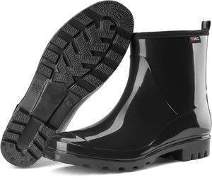Женские короткие резиновые сапоги HISEA, водонепроницаемые ботинки до щиколотки для улицы, садовые туфли для женщин, с нескользящей подошвой и удобной стелькой, Black