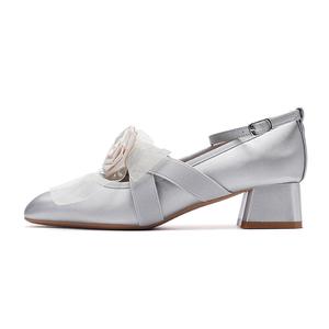 Туфли-марджери на массивном каблуке 5 см Ainer-cat, серебряный