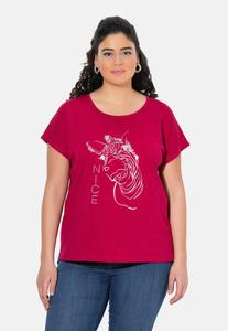 Футболка Ulla Popken ANIMAL CAP SLEEVE GRAPHIC, Dark Raspberry/Bordeaux