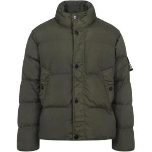 Пуховик с высоким воротником и логотипом STONE ISLAND, зеленый