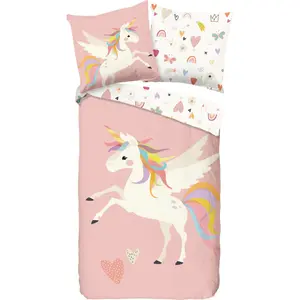 Доброе утро детское постельное белье «Единорог», хлопок, 135х200, молния, двусторонний вид, девочки, единорог, розовый Good Morning