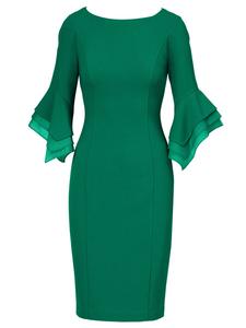 Коктейльное платье Adrianna Papell Knit Crepe Tiered Sleeve Dress, зеленый