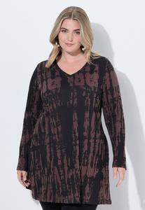 Топ Ulla Popken Long sleeved top, Espresso/Dark Brown