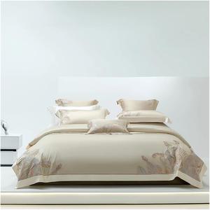 QuKan Комплект постельного белья из натурального эвкалипта с вышивкой листьев